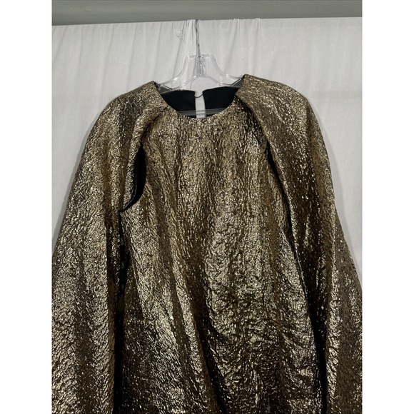 NWT MAC DUGGAL [ Small ] High Neck Cape Sleeve Metallic Trapeze Mini Dres J2010 - Picture 10 of 16